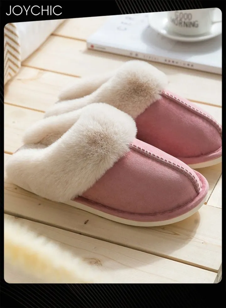 Women Winter Flat Bedroom Slippers Memory Foam Slippers Fluffy Slippers Warm Soft House Slippers for Women Non-Slip Indoor Outdoor Pink