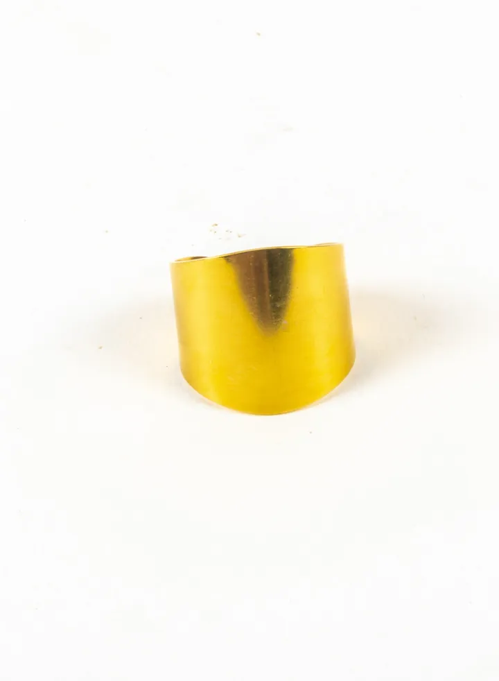 Stainless Steel Free Size Golden Ring