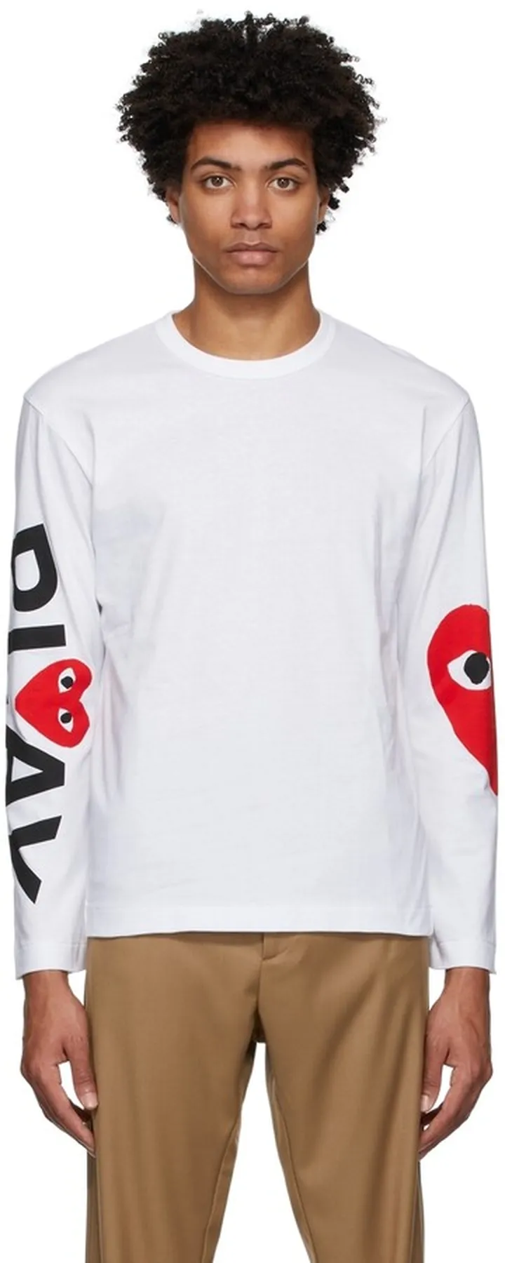 Comme des Garçons Play White Big Heart Long Sleeve T-Shirt