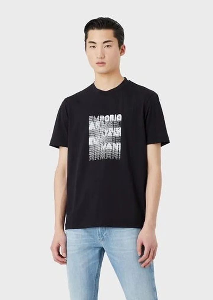 Pima jersey T-shirt with 80s-effect logo print
