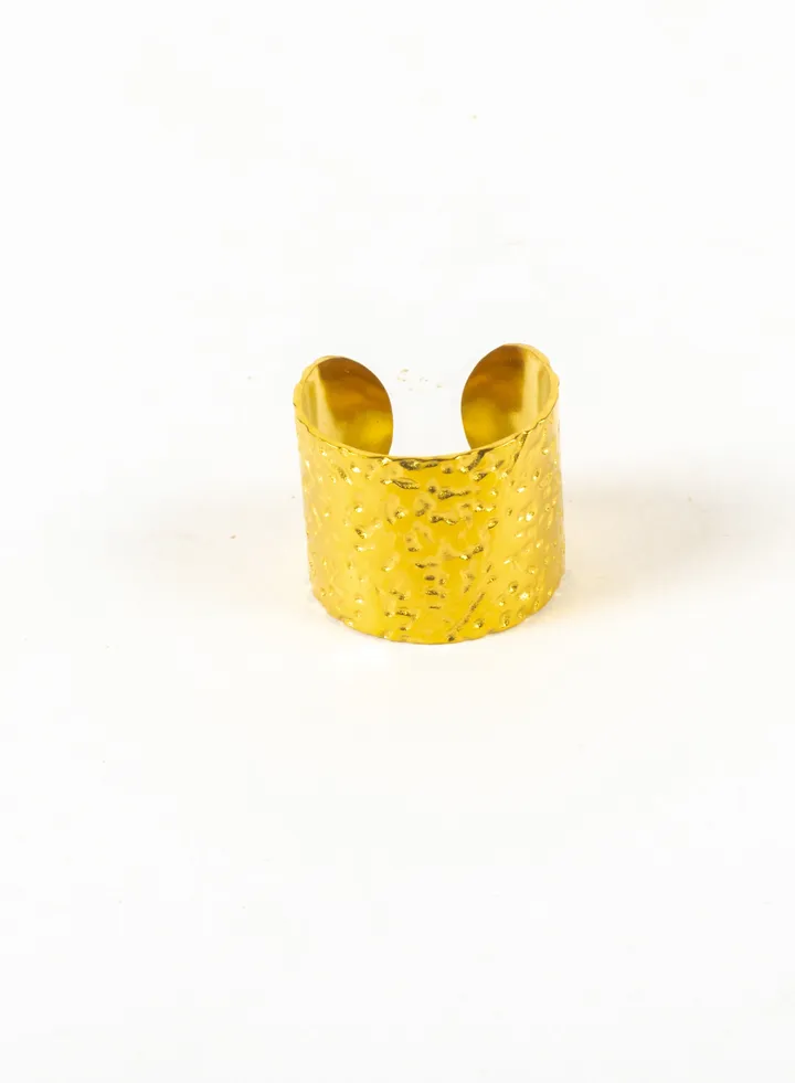 Stainless Steel Free Size Golden Ring