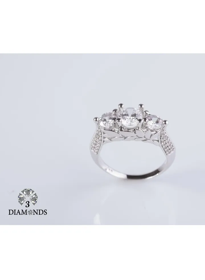 Platinum Plated Ring For Women With Zircon Stone - Silver