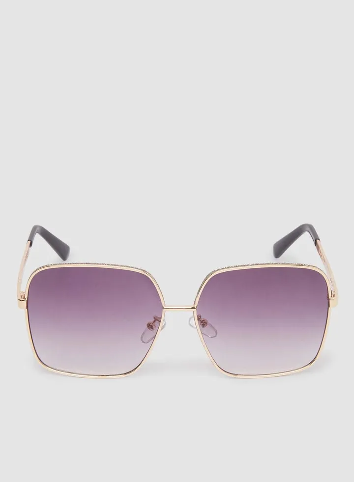 Women's Sunglass With Durable Frame Lens Color Purple Frame Color Gold