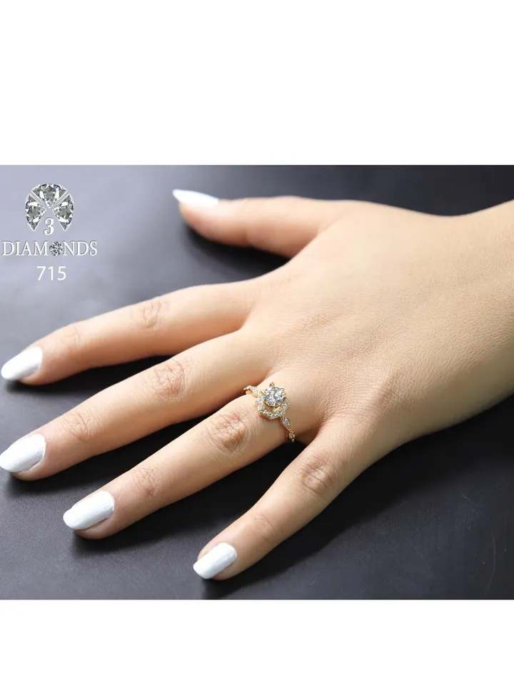 Women's Ring, Gold Plated, High Quality With Sparkling Zircon