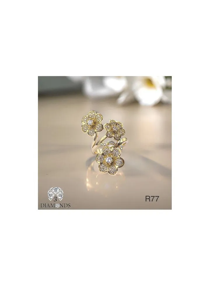 Bloom in Elegance: High-Quality Gold-Plated Platinum Ring with Zircon Stone