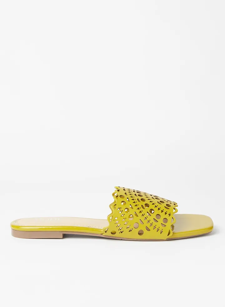 Casual Flat Slides Mustard