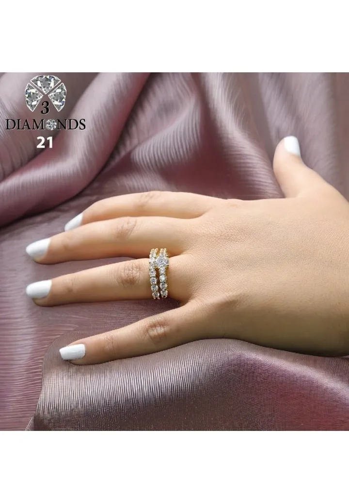 Women's Twins Rings , Gold Plated, High Quality With Sparkling Zircon