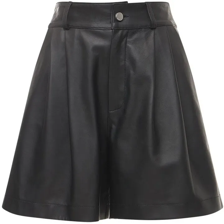 Soft Leather Pleated Shorts