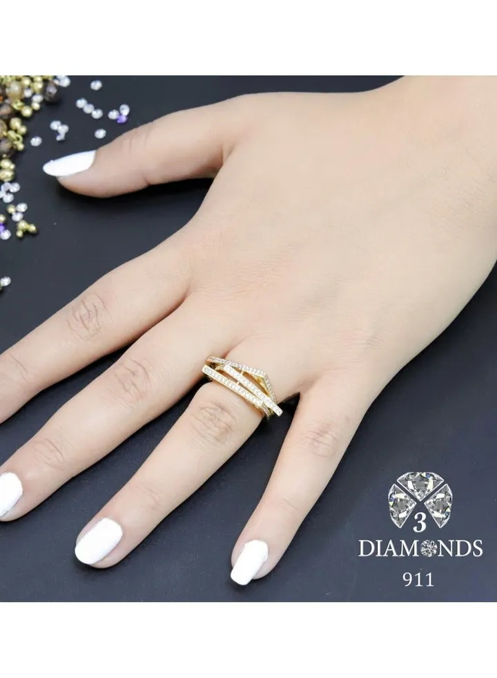 Women's Ring, Gold Plated, High Quality With Sparkling Zircon