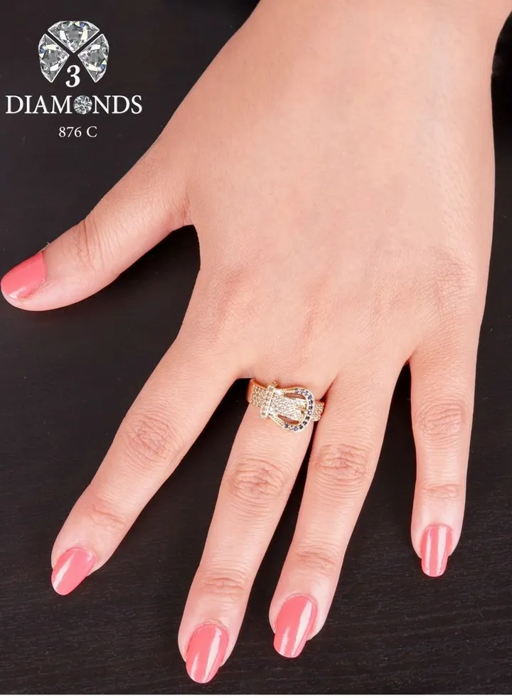 Belt Women's Ring, Gold Plated, High Quality With Sparkling Zircon