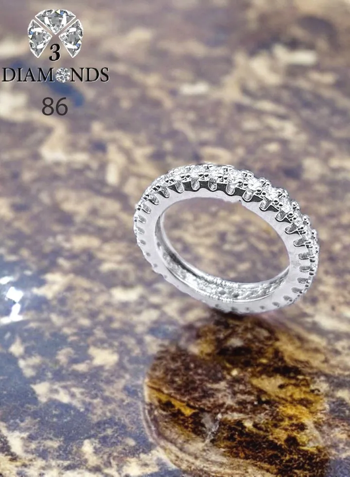 Debla Ring Platinum Plated For Women With Zircon Stone - Silver