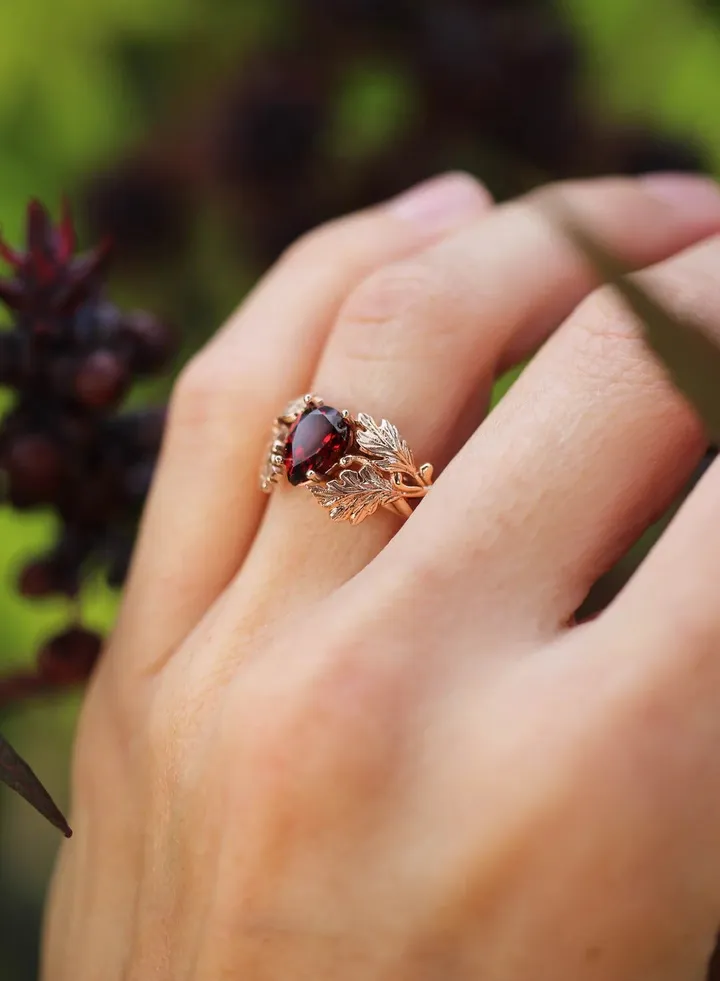 Pear Cut Garnet Stone Ring