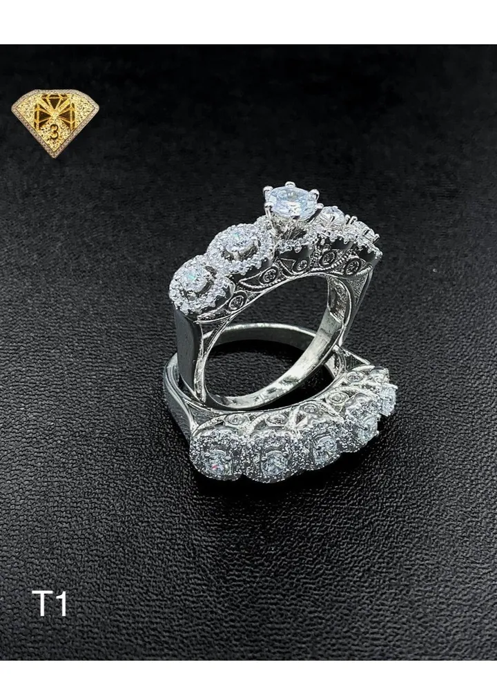 Twins Ring Platinum Plated For Women With Zircon Stone - Silver