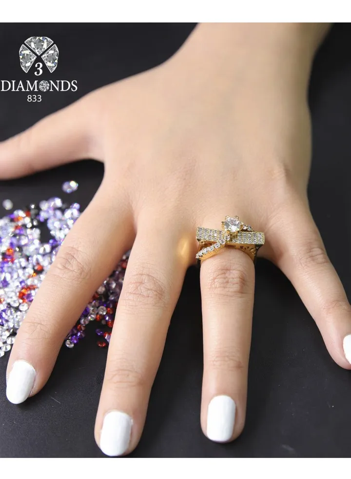 Women's Ring, Gold Plated, High Quality With Sparkling Zircon