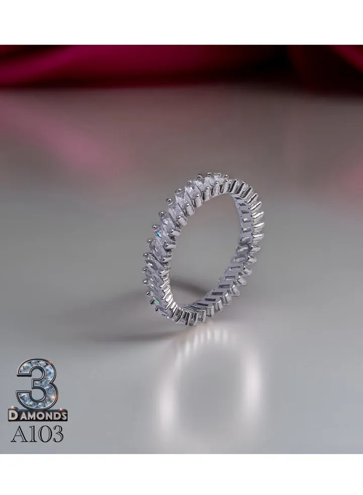 Debla Ring Platinum Plated For Women With Zircon Stone - Silver