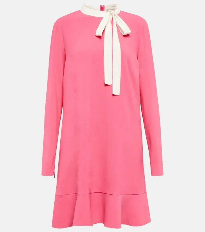 Tie-neck frisottine minidress