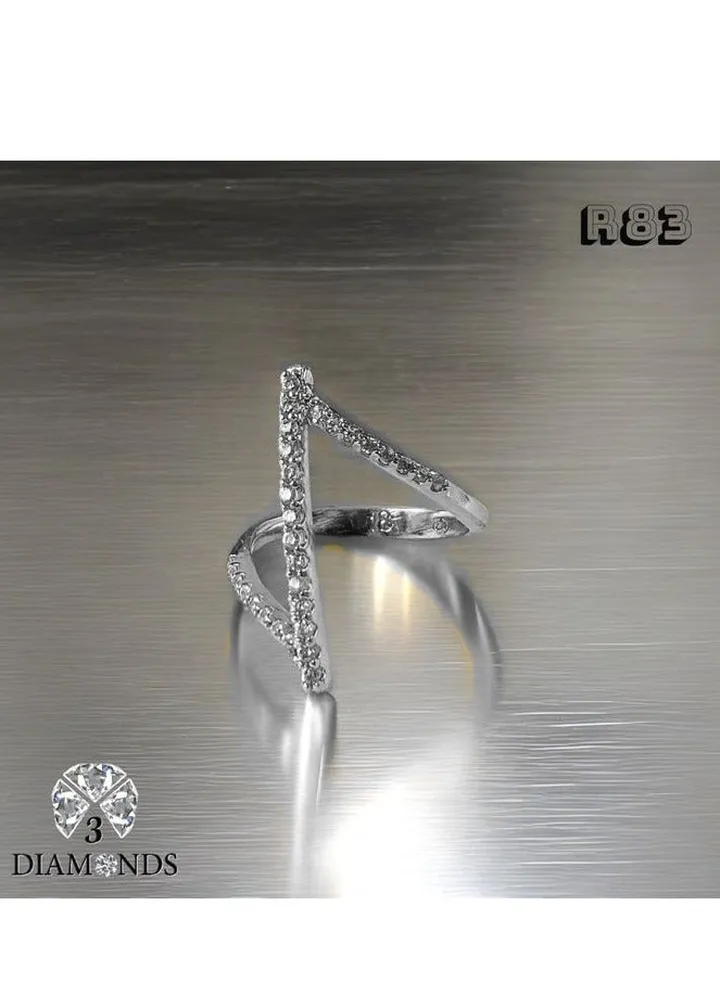 Nabd Platinum Plated Ring For Women With Zircon Stone - Silver