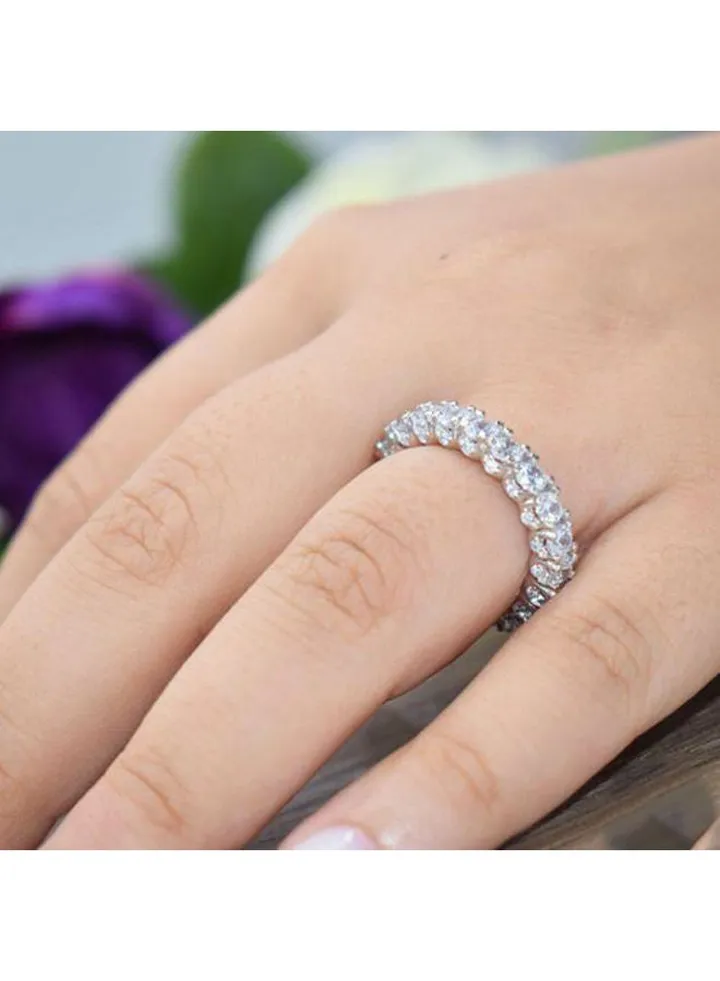 Debla Ring Platinum Plated For Women With Zircon Stone - Silver