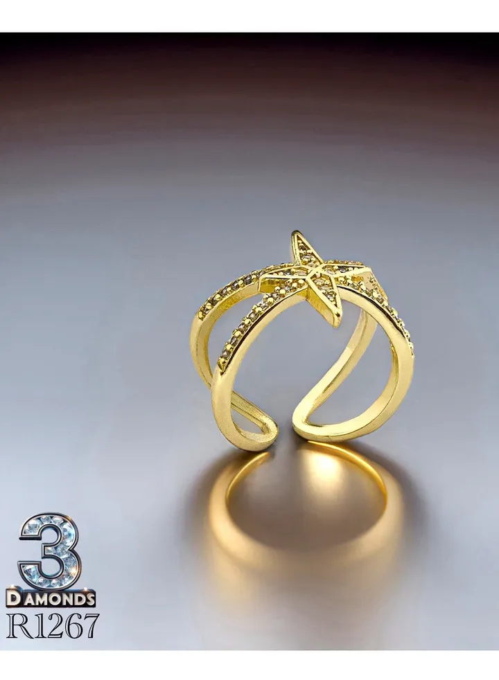 Women's Ring, Gold Plated, High Quality With Sparkling Zircon