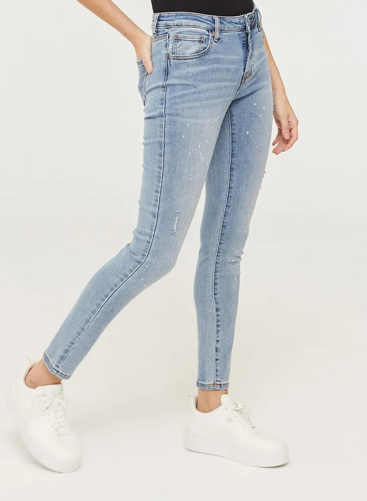 Pocket Detail Skinny Fit Jeans Light Blue