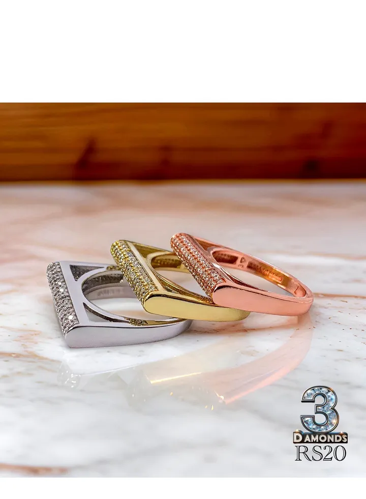 3-Ring Set-Silver, Gold,Rose Gold, Platinum Plated & High-Quality Gold