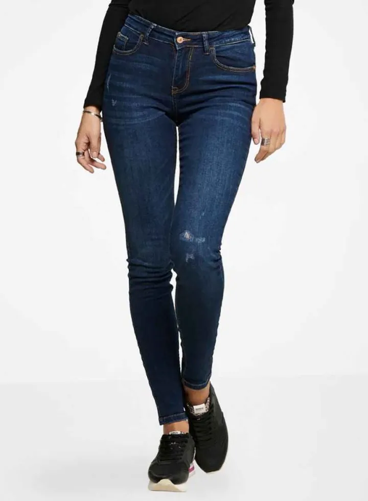 Rica Destroyed Skinny Jeans Dark Blue Denim