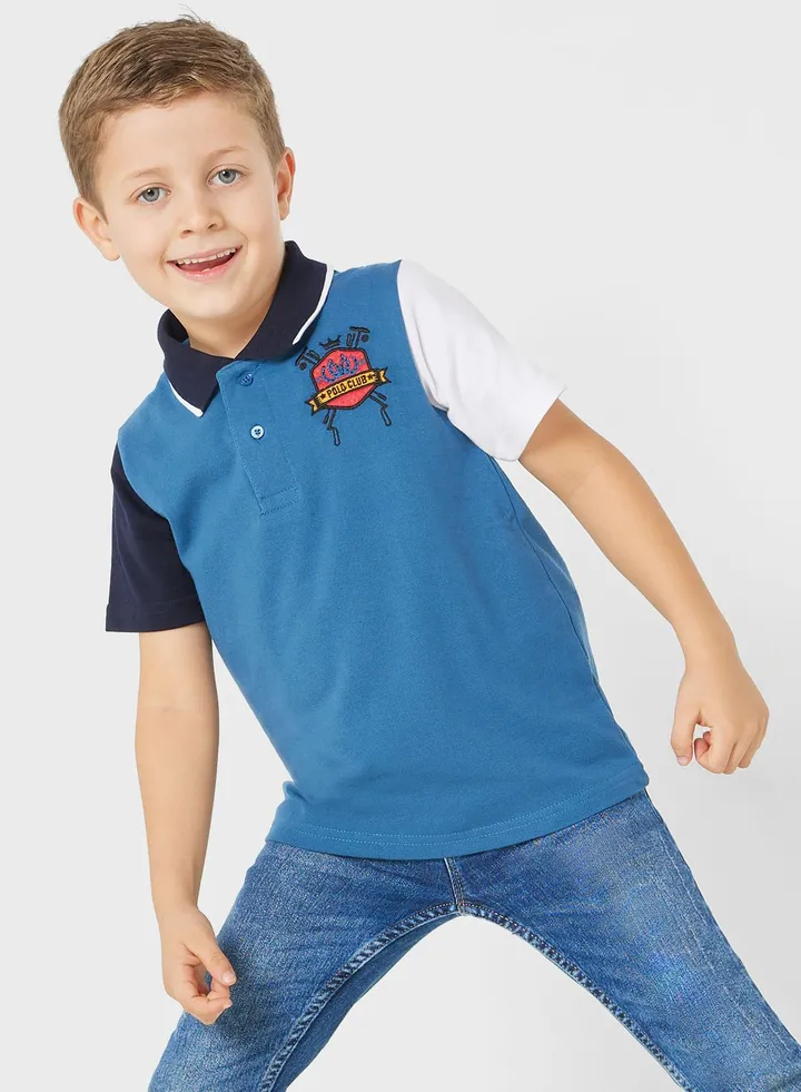 Boys Colourblock Polo Shirt