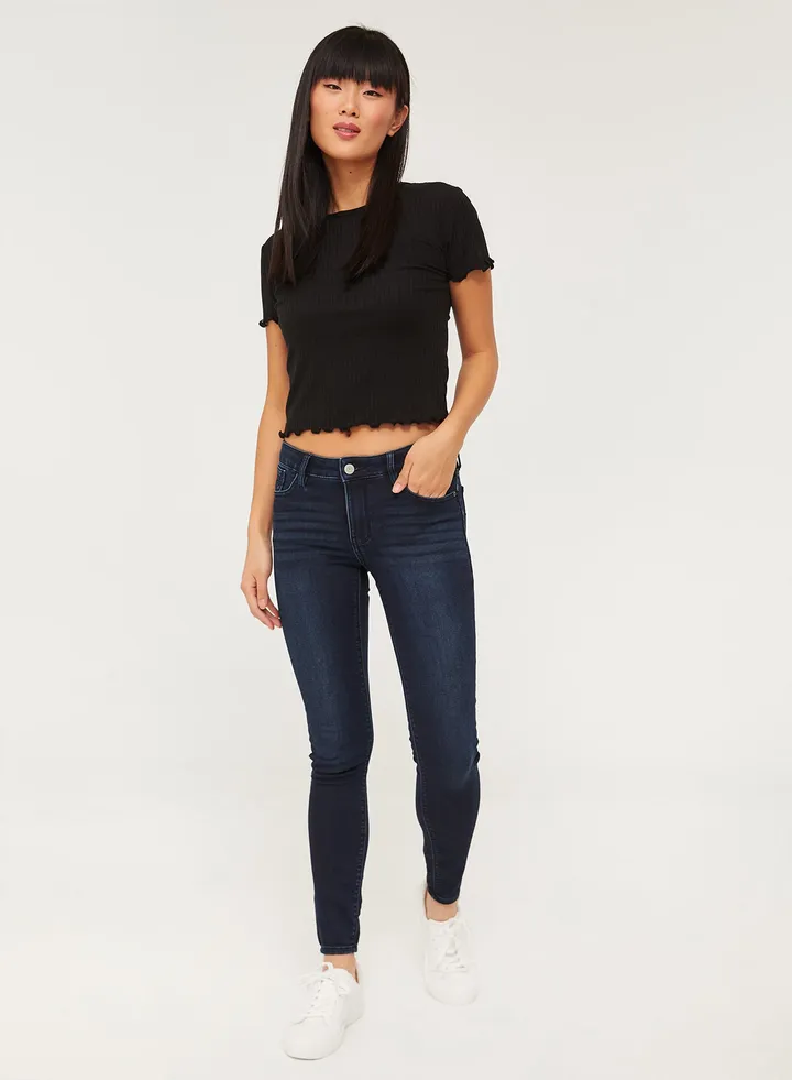 Pocket Detail Skinny Fit Jeans Dark Blue