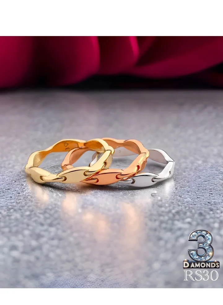 3-Ring Set-Silver, Gold,Rose Gold, Platinum Plated & High-Quality Gold