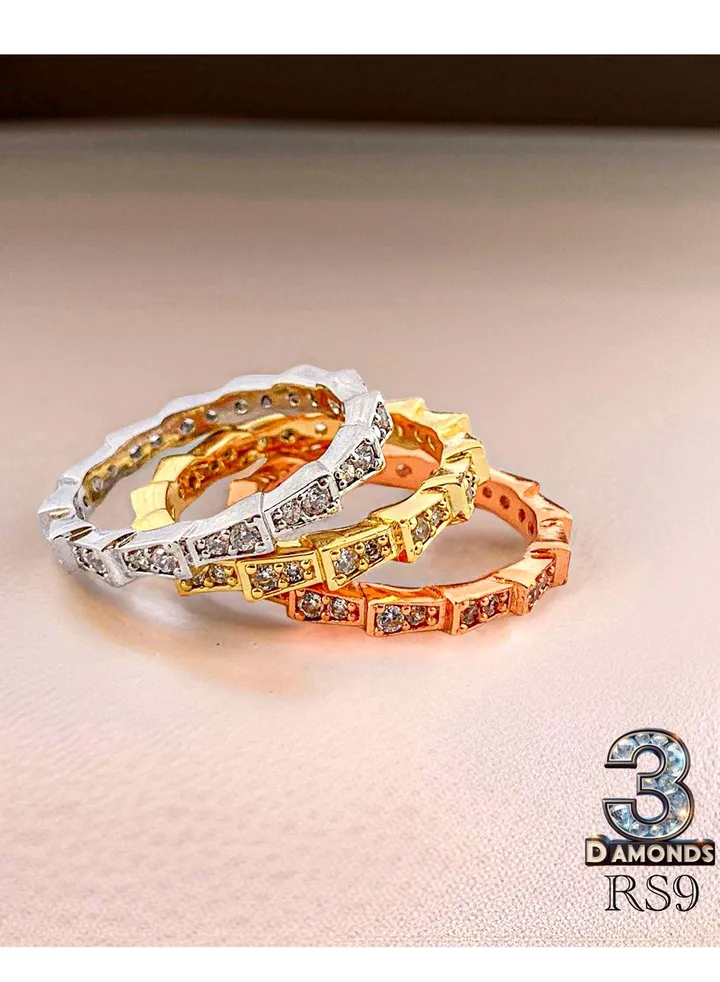 3-Ring Set-Silver, Gold,Rose Gold, Platinum Plated & High-Quality Gold
