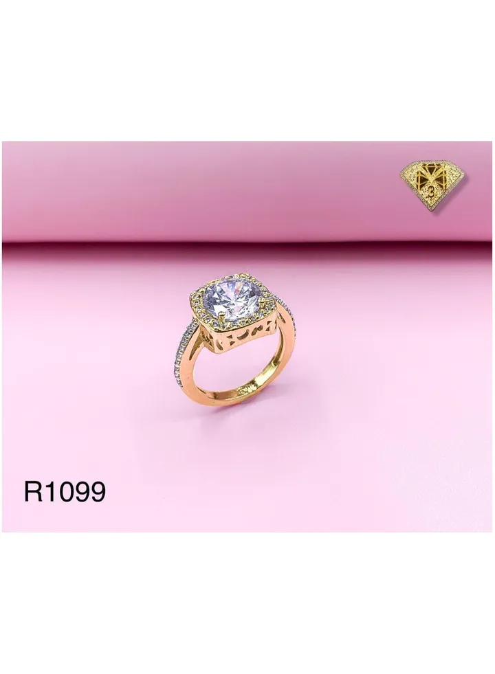 Women's Ring, Gold Plated, High Quality With Sparkling Zircon