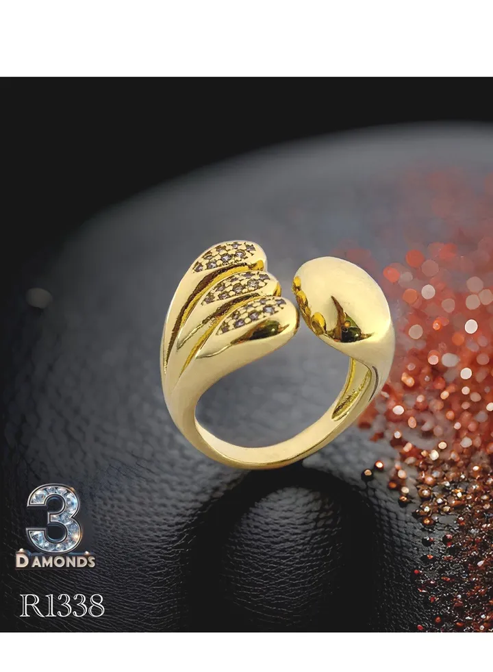 Women's Ring, Gold Plated, High Quality With Sparkling Zircon