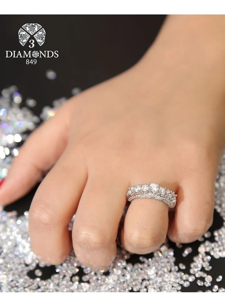 Platinum Plated Ring For Women With Zircon Stone - Silver
