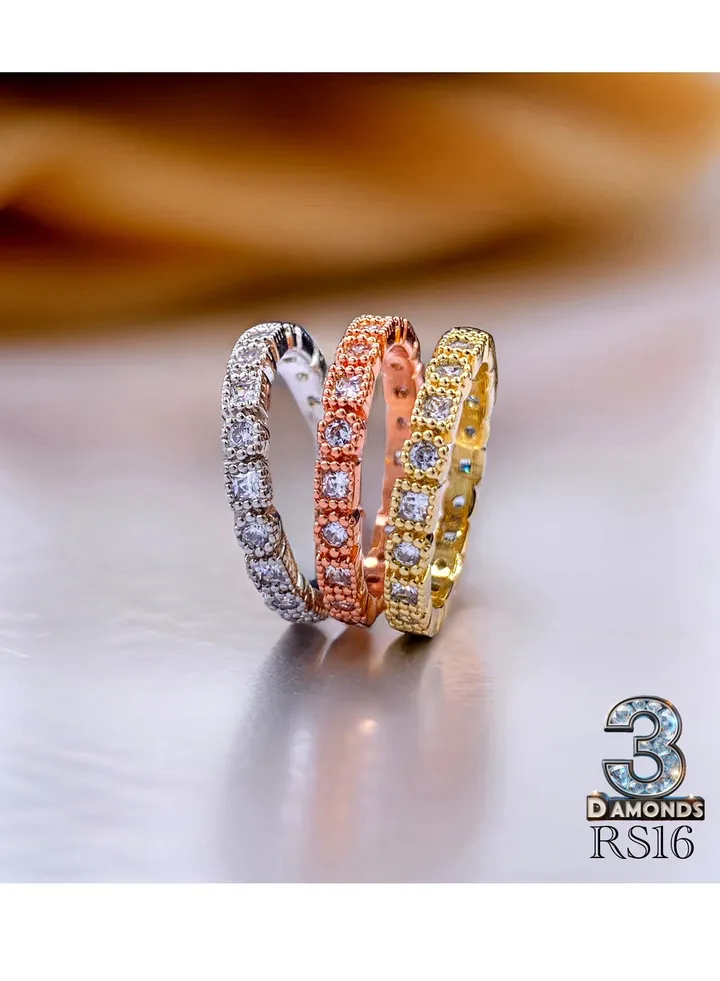3-Ring Set-Silver, Gold,Rose Gold, Platinum Plated & High-Quality Gold