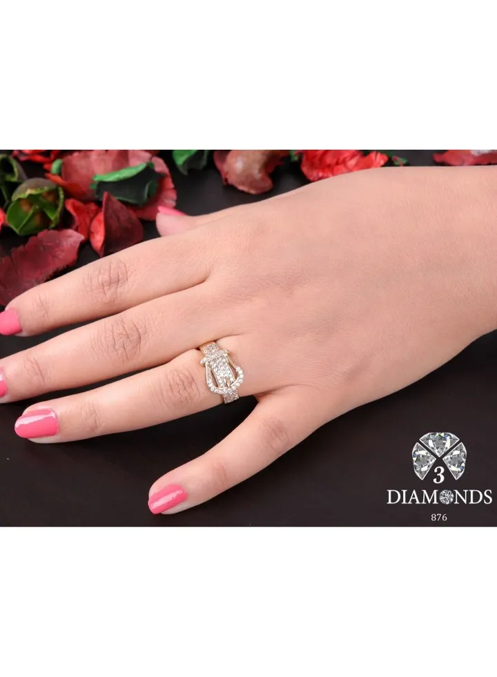 Belt Women's Ring, Gold Plated, High Quality With Sparkling Zircon