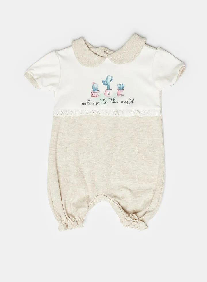 Cactus Half sleeves playsuit baby unisex