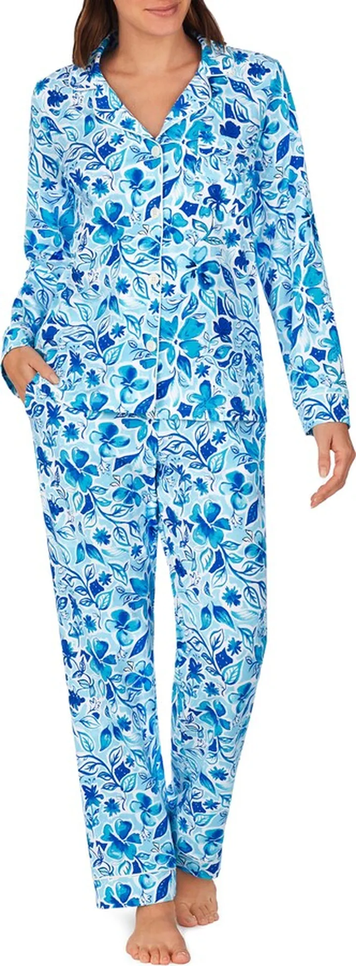 Print Organic Cotton Jersey Crop Pajamas