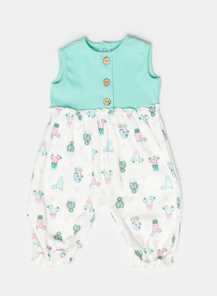 Cactus Half sleeves playsuit baby unisex