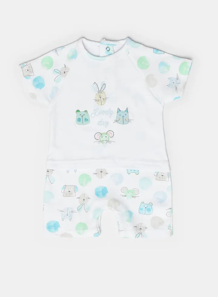 Lovely half sleeves baby boy playsuit