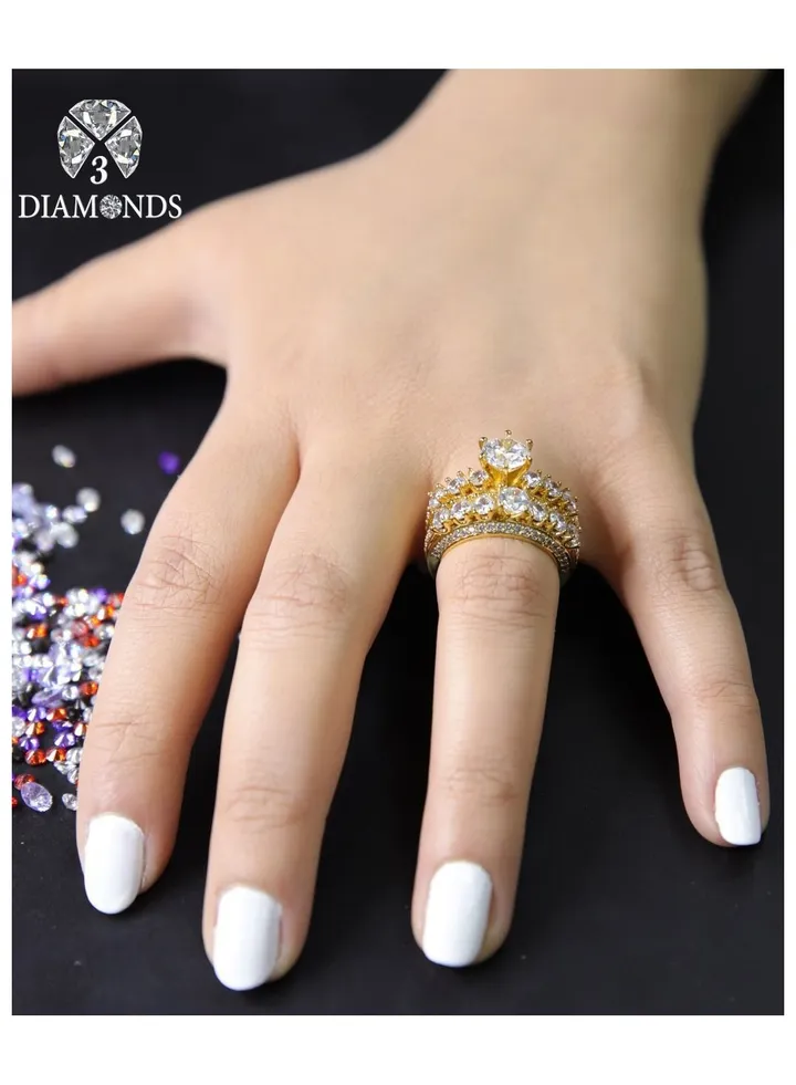Women's Twins Rings , Gold Plated, High Quality With Sparkling Zircon