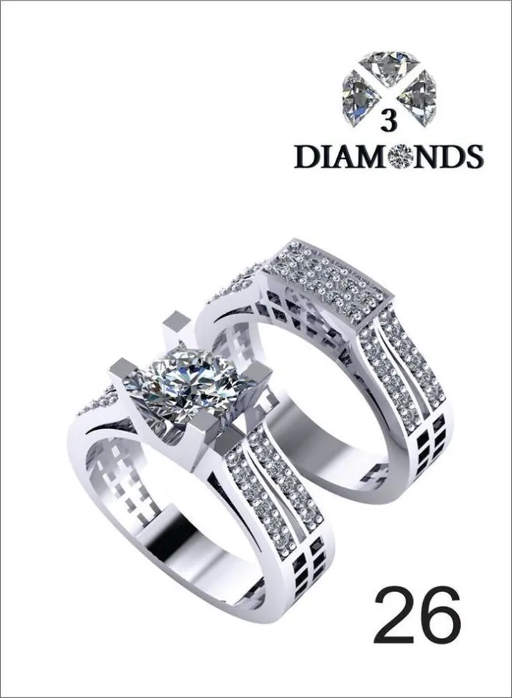 Twins Ring Platinum Plated For Women With Zircon Stone - Silver