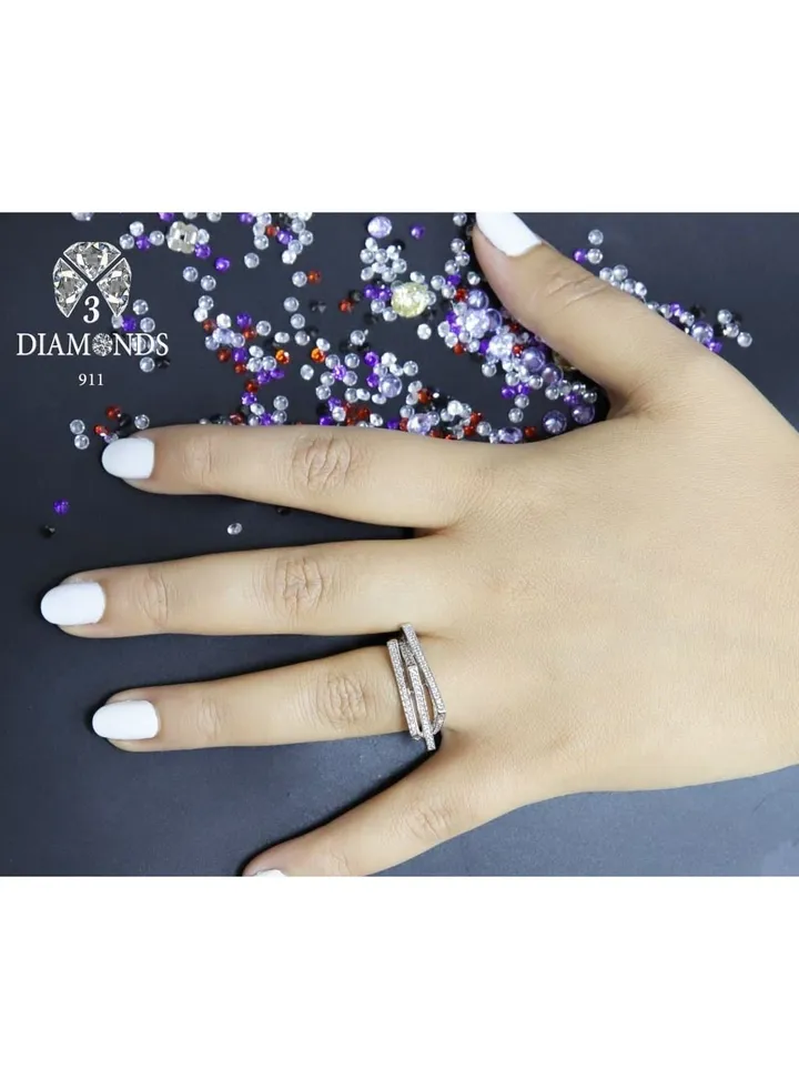 Platinum Plated Ring For Women With Zircon Stone - Silver
