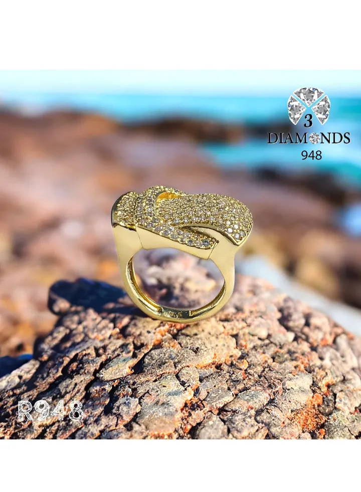 Belt Women's Ring, Gold Plated, High Quality With Sparkling Zircon