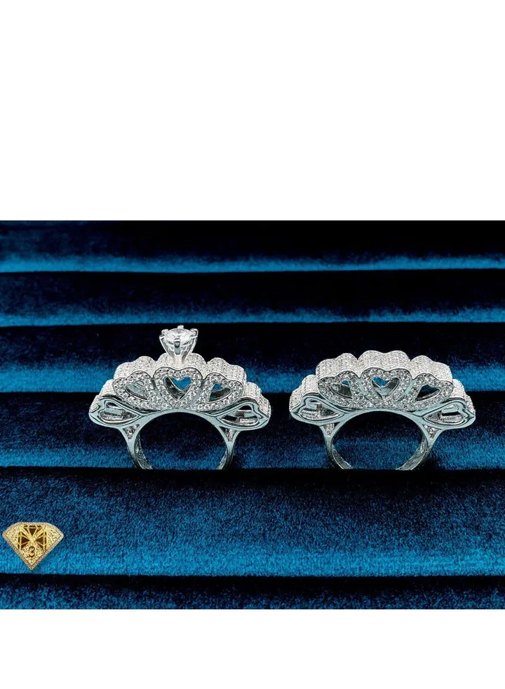 Twins Ring Platinum Plated For Women With Zircon Stone - Silver