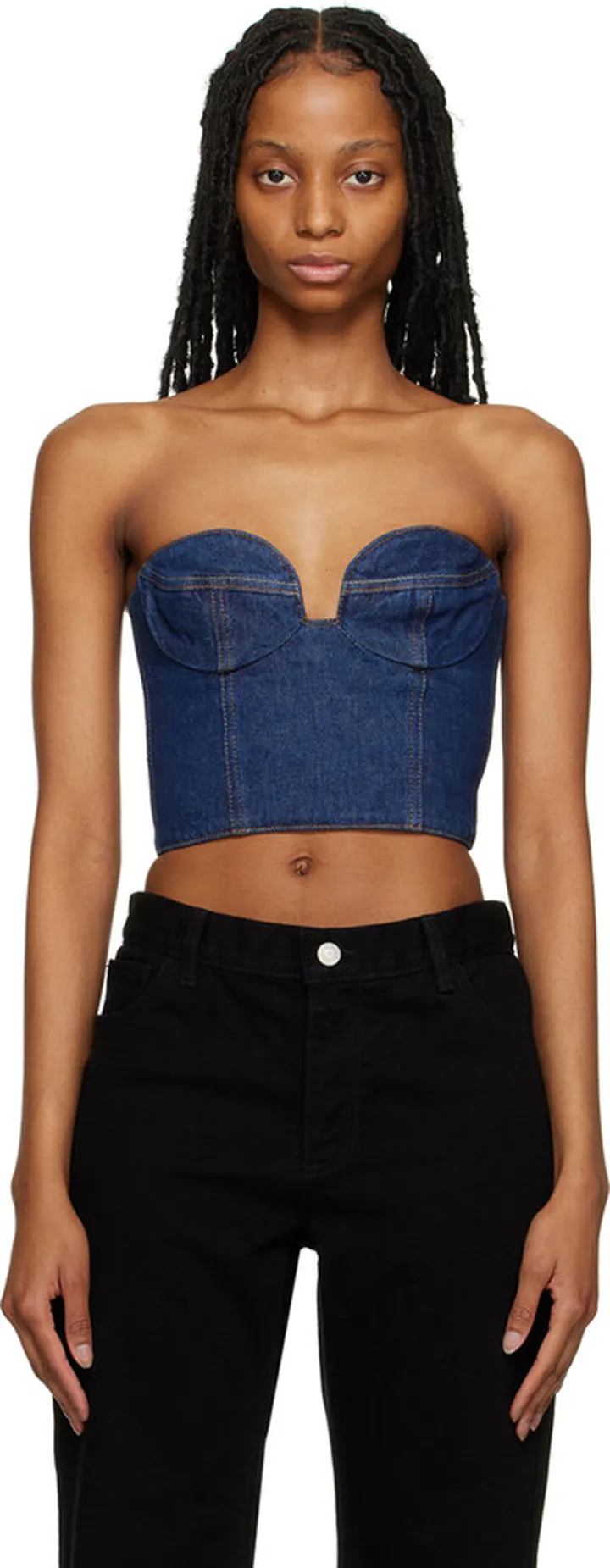 Magda Butrym Navy Cropped Denim Camisole