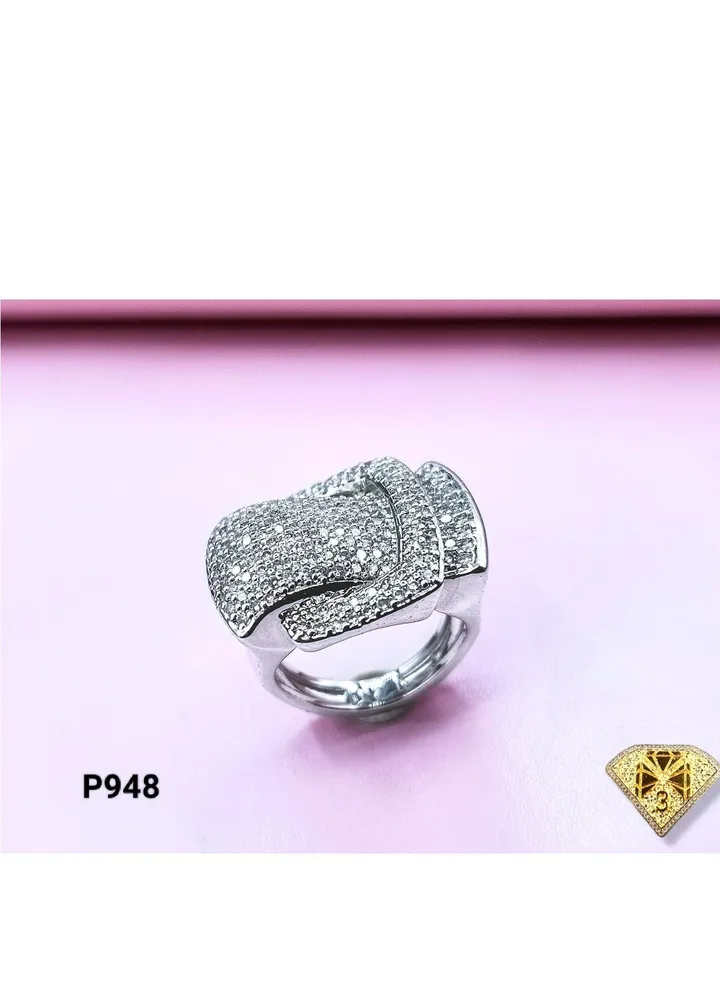 Belt Platinum Plated Ring For Women With Zircon Stone - Silver