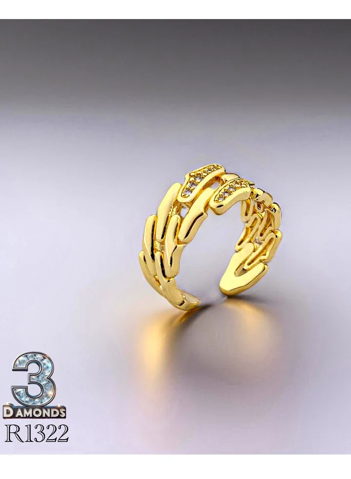 Women's Ring, Gold Plated, High Quality With Sparkling Zircon