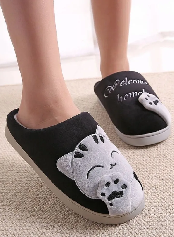 Winter Warm Comfortable Anti-Slip Slide Black/Grey for Men Women