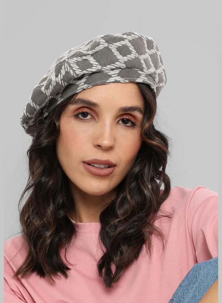 Casual Printed Blended Fabric Beret Cap For Women