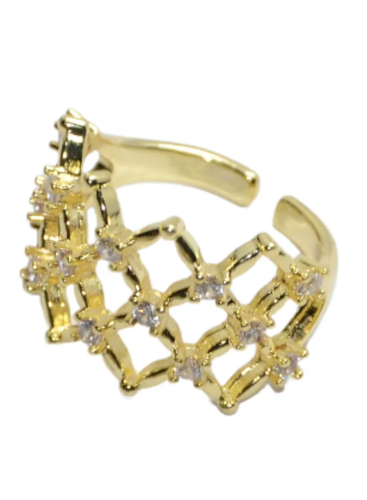 Ring Zircon Free Size For Women - Butterfly Shenoute - Golden Colour - GR-481